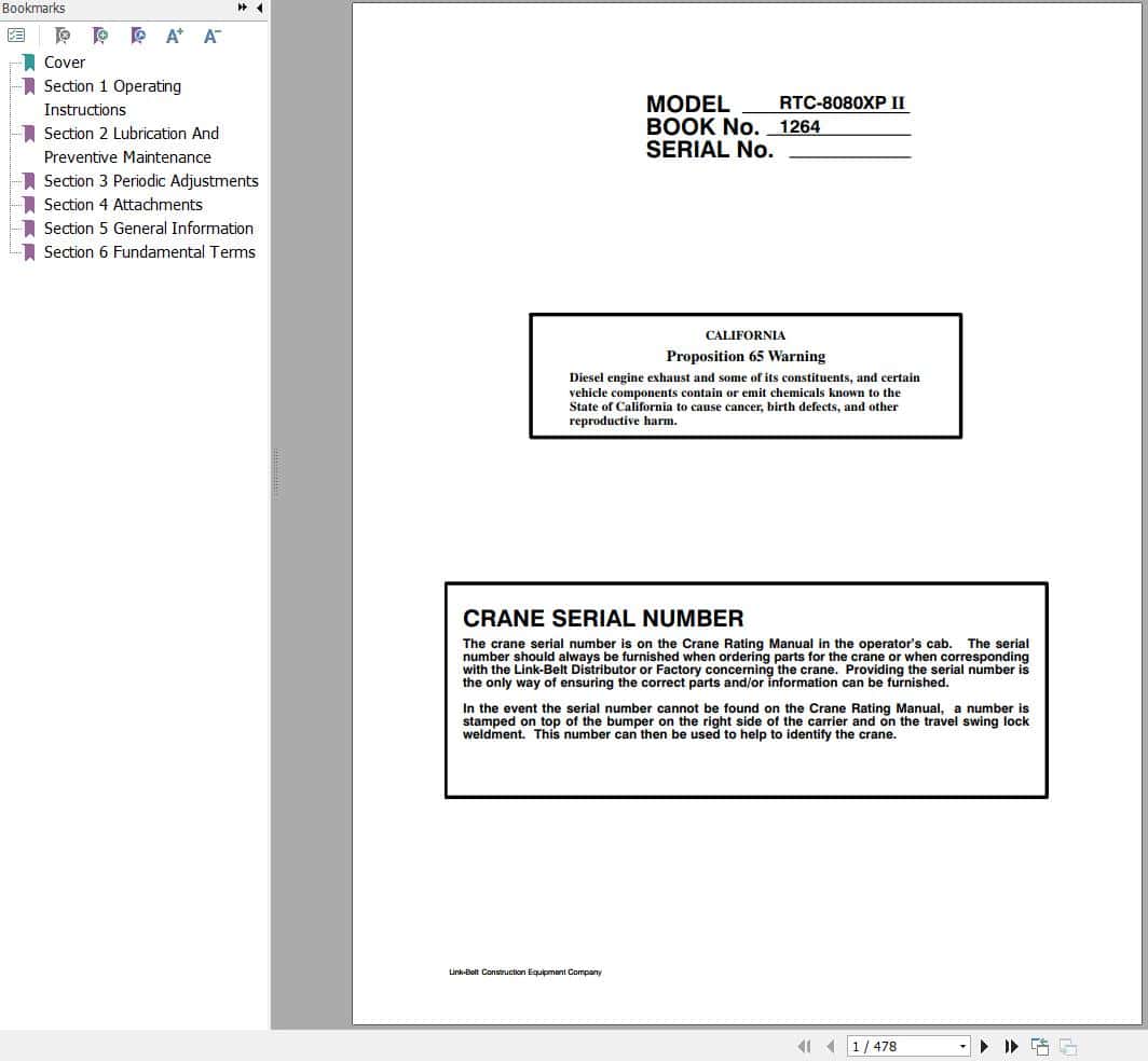 Link Belt Crane RTC 8080XP II Operation Manual (1)