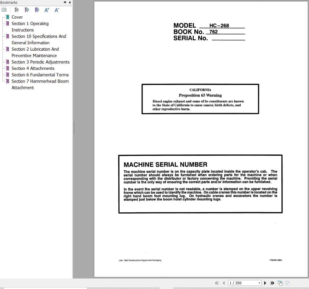 Link Belt Crane TC 268 Operation Manual (1)