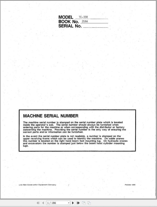 Link Belt Crane TC 338 Operation Manual 259A (1)