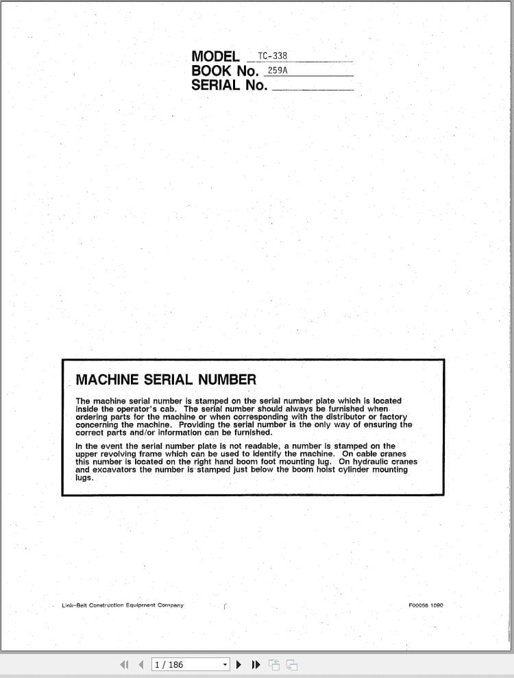 Link Belt Crane TC 338 Operation Manual 259A (1)