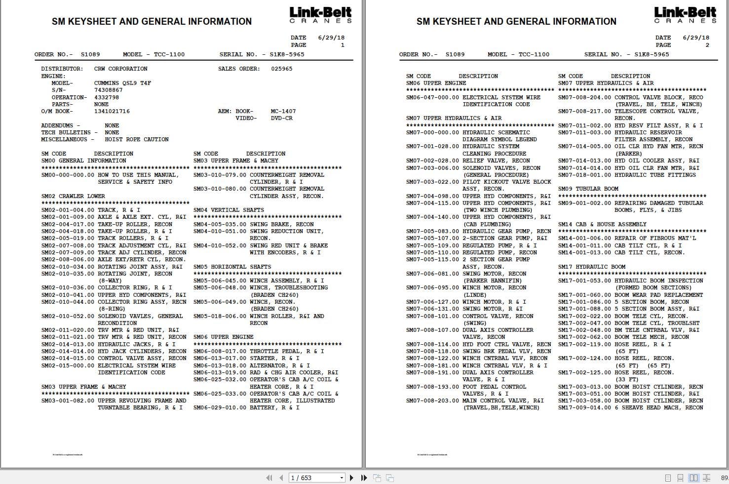Link Belt Crane TCC 1100 Service Manual (1)
