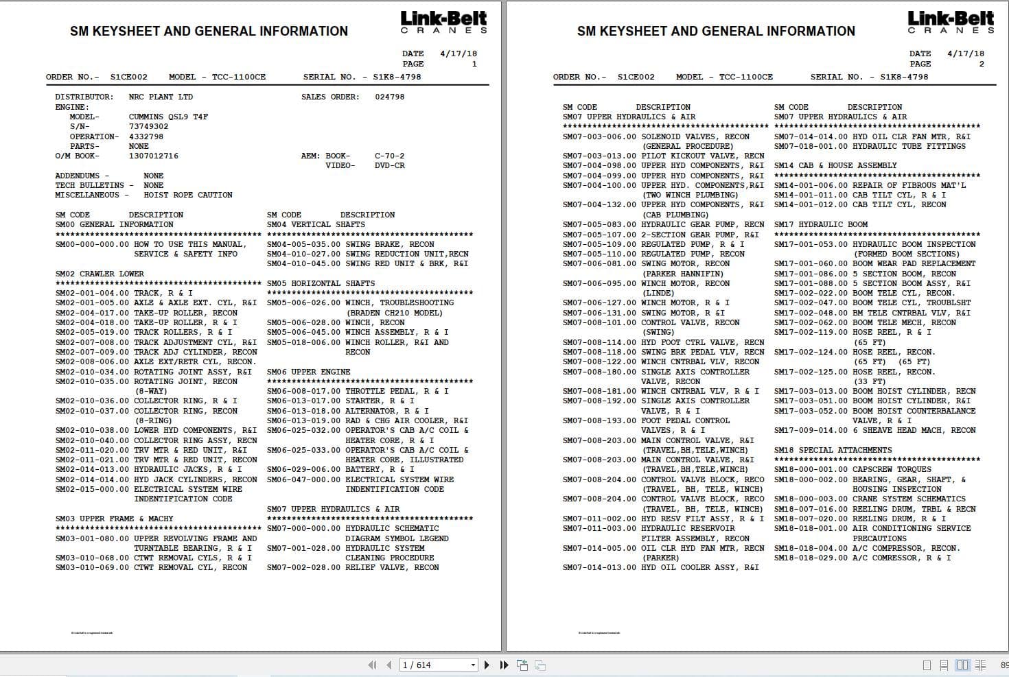 Link Belt Crane TCC 1100CE Service Manual (1)