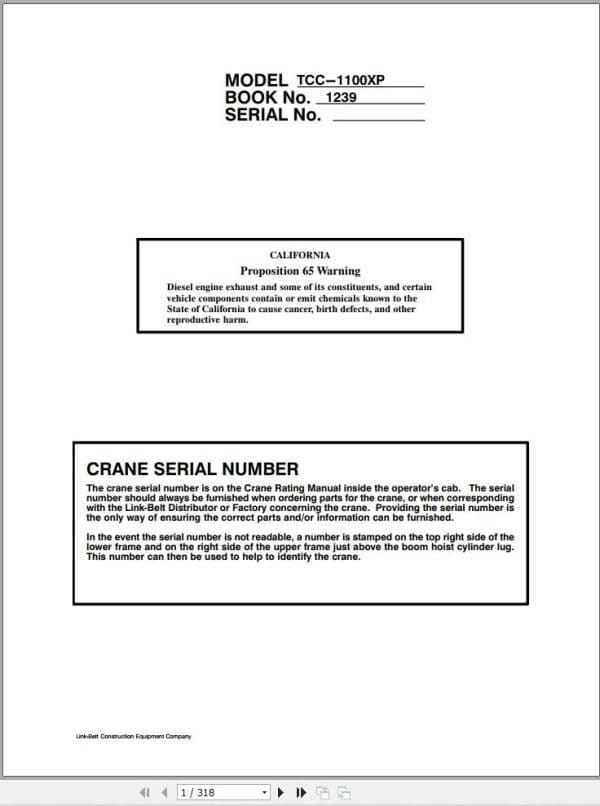 Link Belt Crane TCC 1100XP Operation Manual (1)
