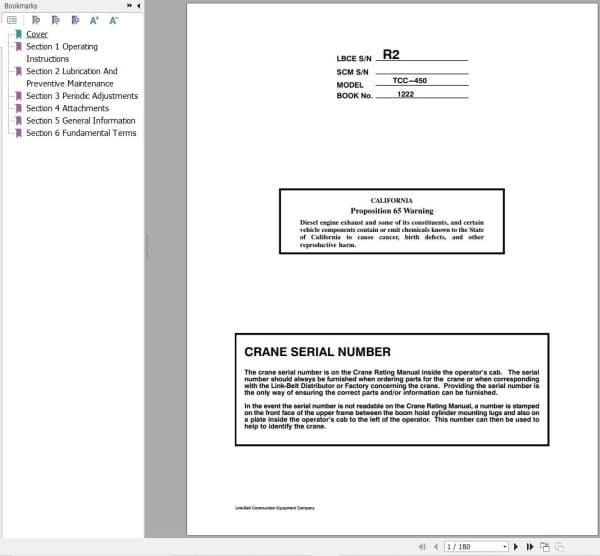 Link Belt Crane TCC 450 Operation Manual (1)