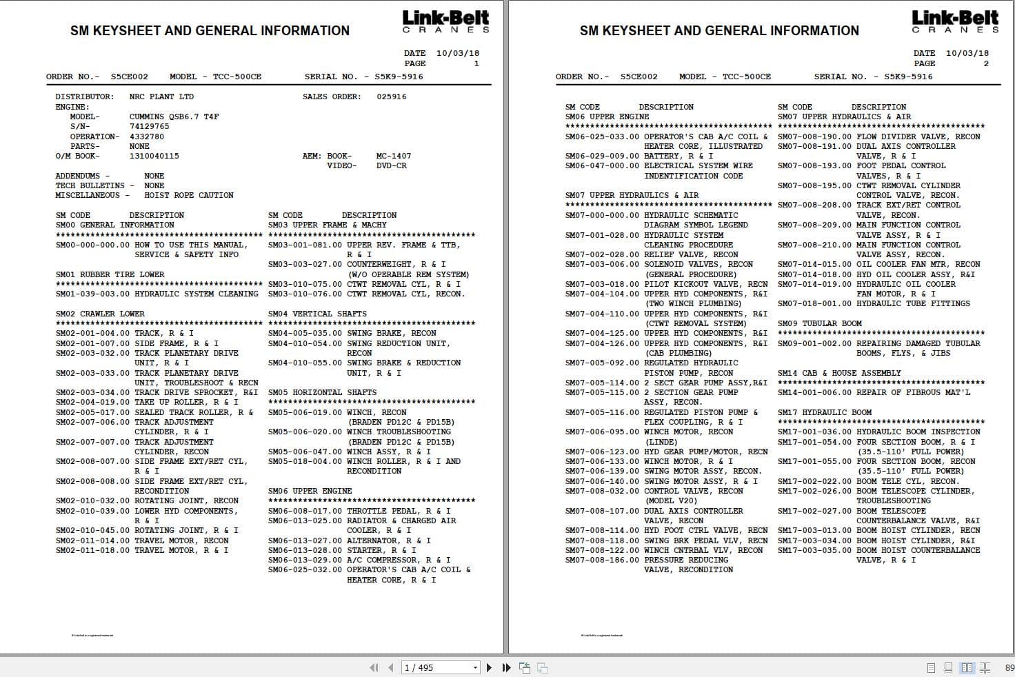 Link Belt Crane TCC 500CE Service Manual (1)
