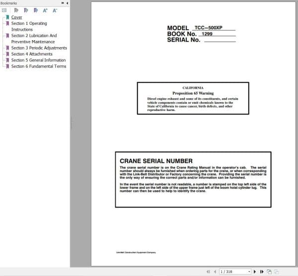 Link Belt Crane TCC 500XP Operation Manual (1)