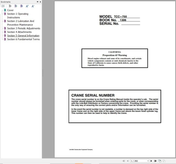 Link Belt Crane TCC 750XP Operation Manual (1)