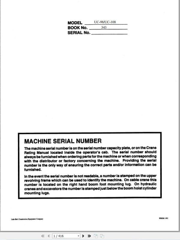 Link Belt Crane UC 108B Service Manual (1)
