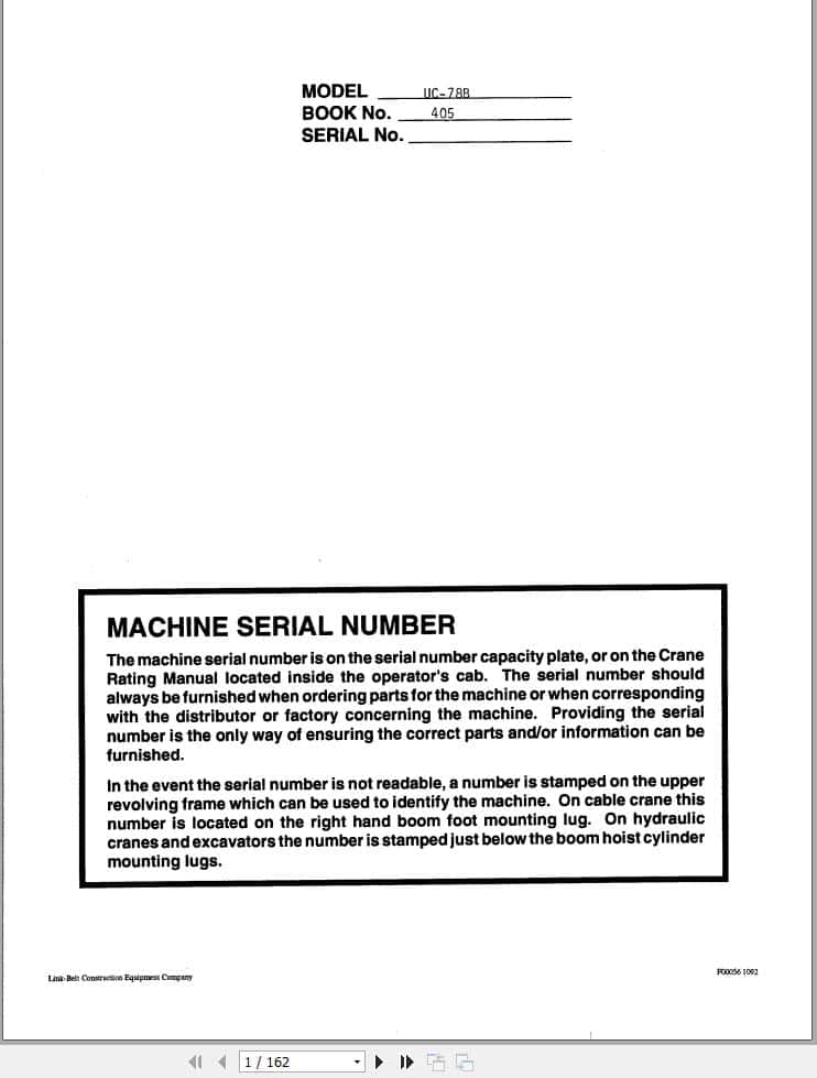 Link Belt Crane UC 78B Service Manual (1)