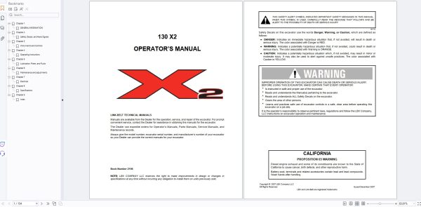 Link Belt Excavator X2 Series Operators Service Manual Wiring Diagrams PDF 1.89GB (2)