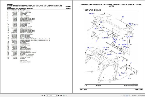New Idea Round Balers 4844 4845 Parts Manual 700724787A (2)