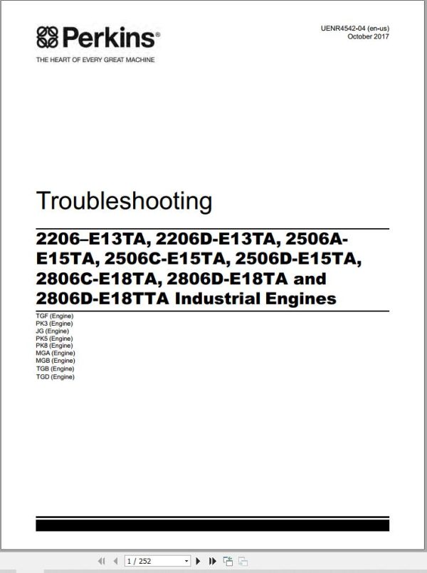 Perkins Engine 2206–E13TA to 2806D E18TTA Troubleshooting Manual UENR4542 04