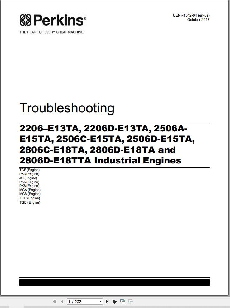 Perkins Engine 2206–E13TA to 2806D E18TTA Troubleshooting Manual UENR4542 04