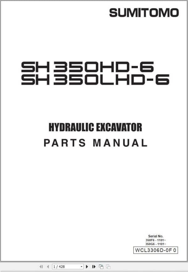 Sumitomo Excavator SH350HD 6 SH350LHD 6 Parts Catalog WCL3306D 0F0 EN JP (1)