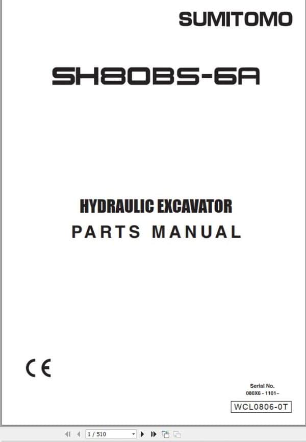 Sumitomo Hydraulic Excavator SH80BS 6A Parts Catalog WCL0806 0T EN JP (1)