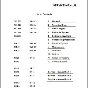 Terex Schaeff Wheel Excavator SKL SKS HML HR Series Service Manual (1)