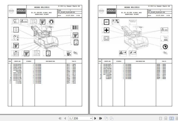 Vogele Asphalt Paver MT 1000 1 01.MT 2011764 Spare Parts Catalog (1)