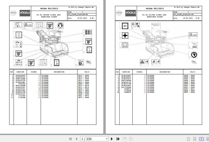 Vogele Asphalt Paver MT 1000 1 01.MT 2011764 Spare Parts Catalog (1)