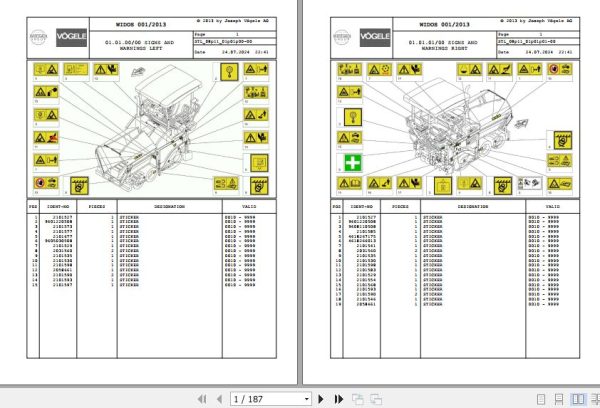 Vogele Asphalt Paver SUPER 1100 2 SUPER 1300 2 08.11 2061386 Spare Parts Catalog (1)