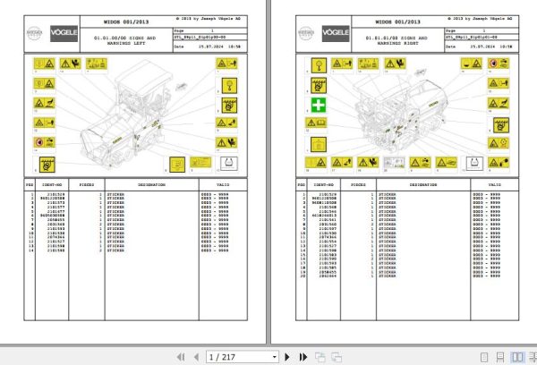 Vogele Asphalt Paver SUPER 1103 2 SUPER 1303 2 09.11 2069333 Spare Parts Catalog (1)
