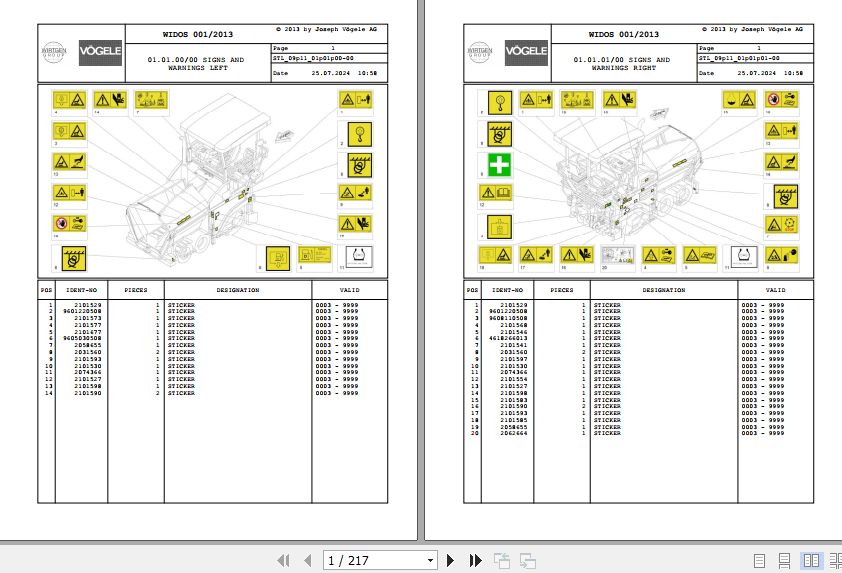 Vogele Asphalt Paver SUPER 1103 2 SUPER 1303 2 09.11 2069333 Spare Parts Catalog (1)