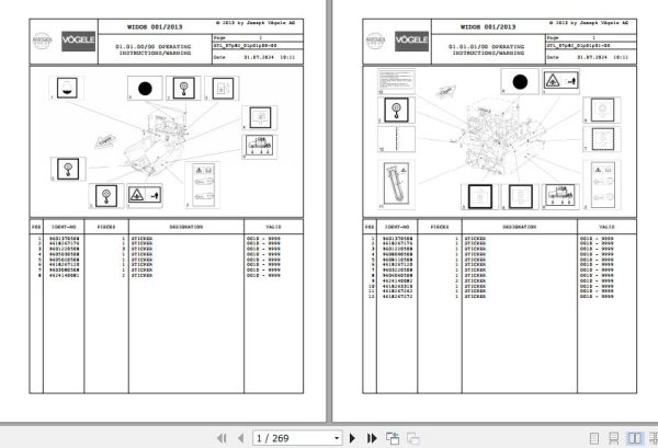 Vogele Asphalt Paver SUPER 1600 1 SUPER 1800 1 07.82 2010432 Spare Parts Catalog (1)