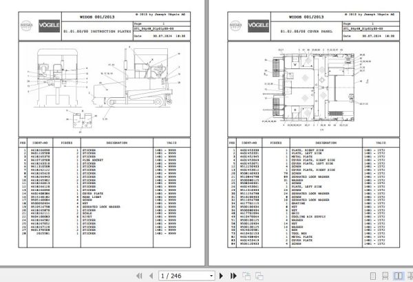 Vogele Asphalt Paver SUPER 1800 06.68 5000000010 Spare Parts Catalog (1)