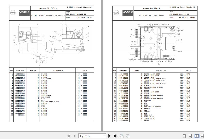 Vogele Asphalt Paver SUPER 1800 06.68 5000000010 Spare Parts Catalog (1)