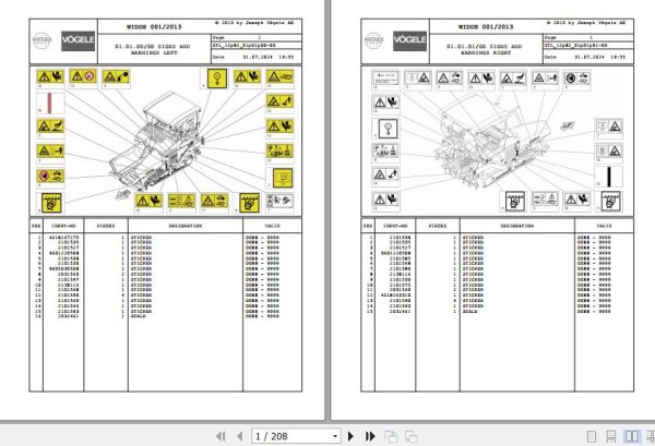 Vogele Asphalt Paver SUPER 1800 2 12.82 2074045 Spare Parts Catalog (1)