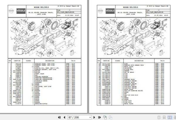 Vogele Asphalt Paver SUPER 1800 2 12.82 2074045 Spare Parts Catalog (2)