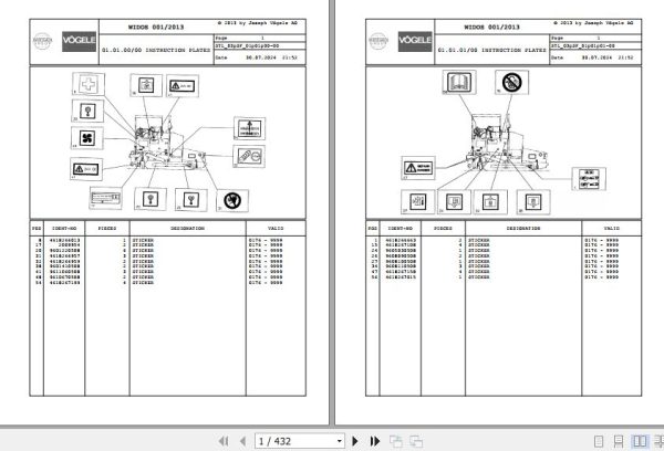 Vogele Asphalt Paver SUPER 1800 SF 03.SF 2008049 Spare Parts Catalog (1)