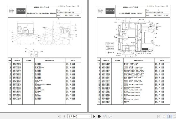 Vogele Asphalt Paver SUPER 1804 06.69 2003662 Spare Parts Catalog (1)