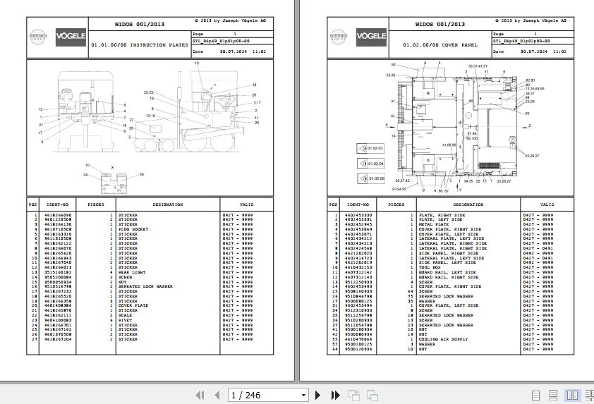 Vogele Asphalt Paver SUPER 1804 06.69 2003662 Spare Parts Catalog (1)