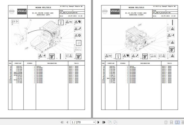 Vogele Asphalt Paver SUPER 1900 3 SUPER 2100 3 08.19 2250007 Spare Parts Catalog (1)
