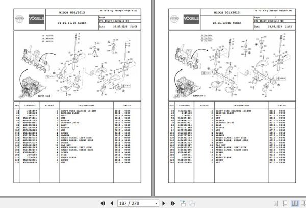 Vogele Asphalt Paver SUPER 1900 3 SUPER 2100 3 08.19 2250007 Spare Parts Catalog (2)