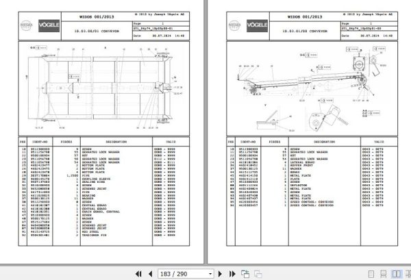 Vogele Asphalt Paver SUPER 2500 06.74 2035126 Spare Parts Catalog (2)