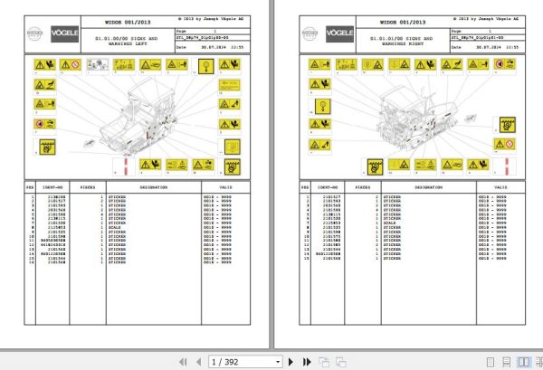 Vogele Asphalt Paver SUPER 3000 2 08.74 2099775 Spare Parts Catalog (1)