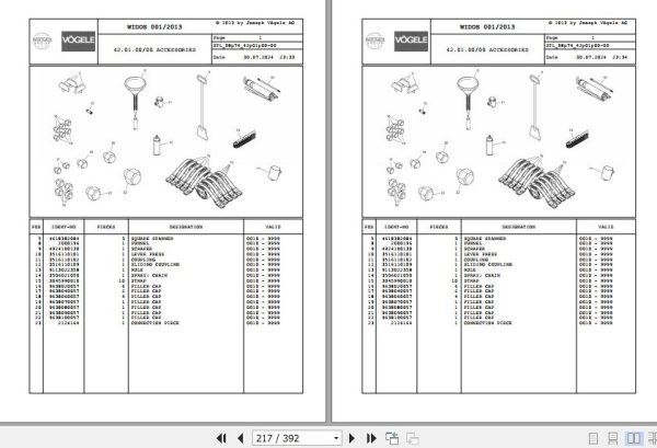 Vogele Asphalt Paver SUPER 3000 2 08.74 2099775 Spare Parts Catalog (2)