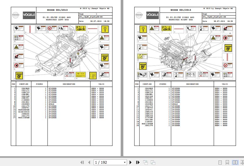 Vogele Asphalt Paver VISION 5100 2 13.82 2108326 Spare Parts Catalog (1)