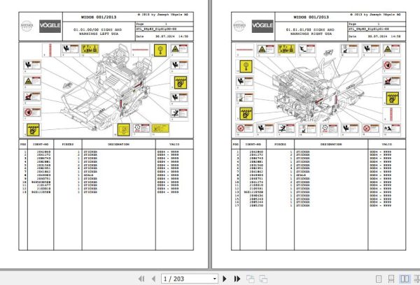 Vogele Asphalt Paver VISION 5103 2 09.83 2108324 Spare Parts Catalog (1)