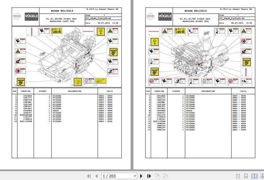 Vogele Asphalt Paver VISION 5103 2 09.83 2108324 Spare Parts Catalog (1)
