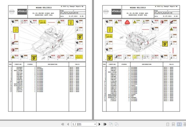 Vogele Asphalt Paver VISION 5200 2 07.74 2076443 Spare Parts Catalog (1)