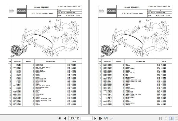Vogele Asphalt Paver VISION 5200 2 07.74 2076443 Spare Parts Catalog (2)
