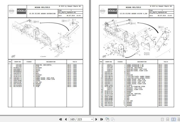 Vogele Asphalt Paver VISION 5200 2i 09.74 2102002 Spare Parts Catalog (2)