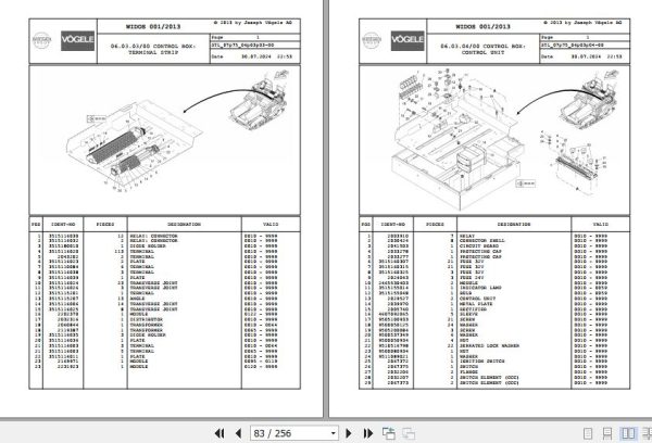 Vogele Asphalt Paver VISION 5203 2 07.75 2077061 Spare Parts Catalog (2)