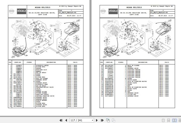 Vogele Asphalt Paver VISION 5203 2i 08.75 2102003 Spare Parts Catalog (2)