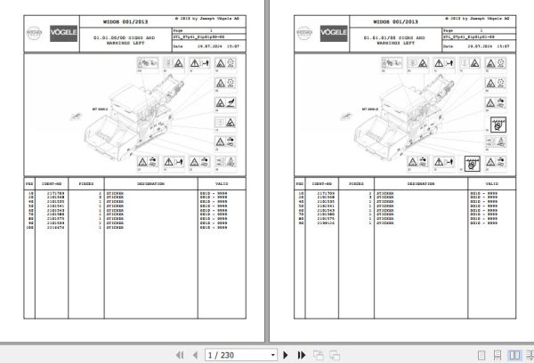Vogele Asphalt Pavers MT 3000 2 07.61 2141225 Spare Parts Catalog (1)