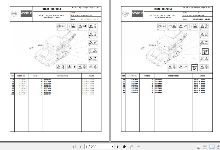 Vogele Asphalt Pavers MT 3000 2 07.61 2141225 Spare Parts Catalog (1)