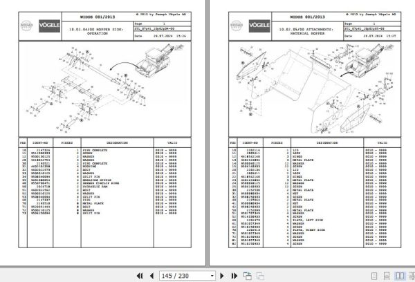Vogele Asphalt Pavers MT 3000 2 07.61 2141225 Spare Parts Catalog (2)