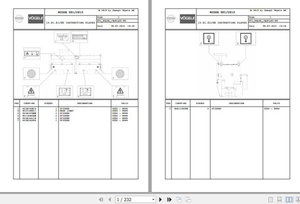 Vogele Asphalt Pavers SB 300 03.SB 2009217 Spare Parts Catalog (1)
